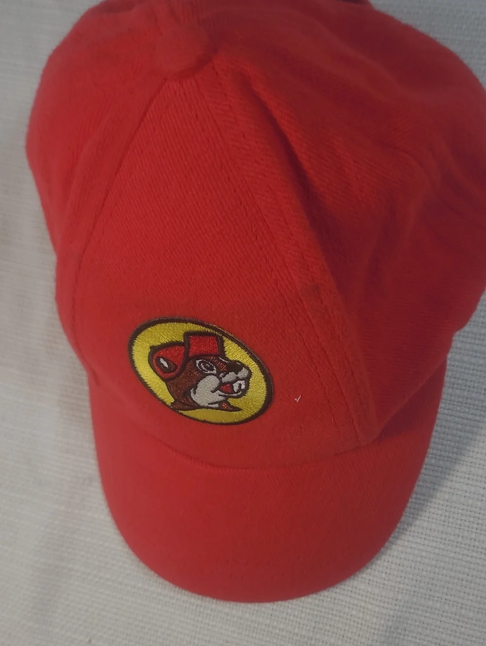 Bright Red Kids Cap with Character Patch Buc-ee The Beaver